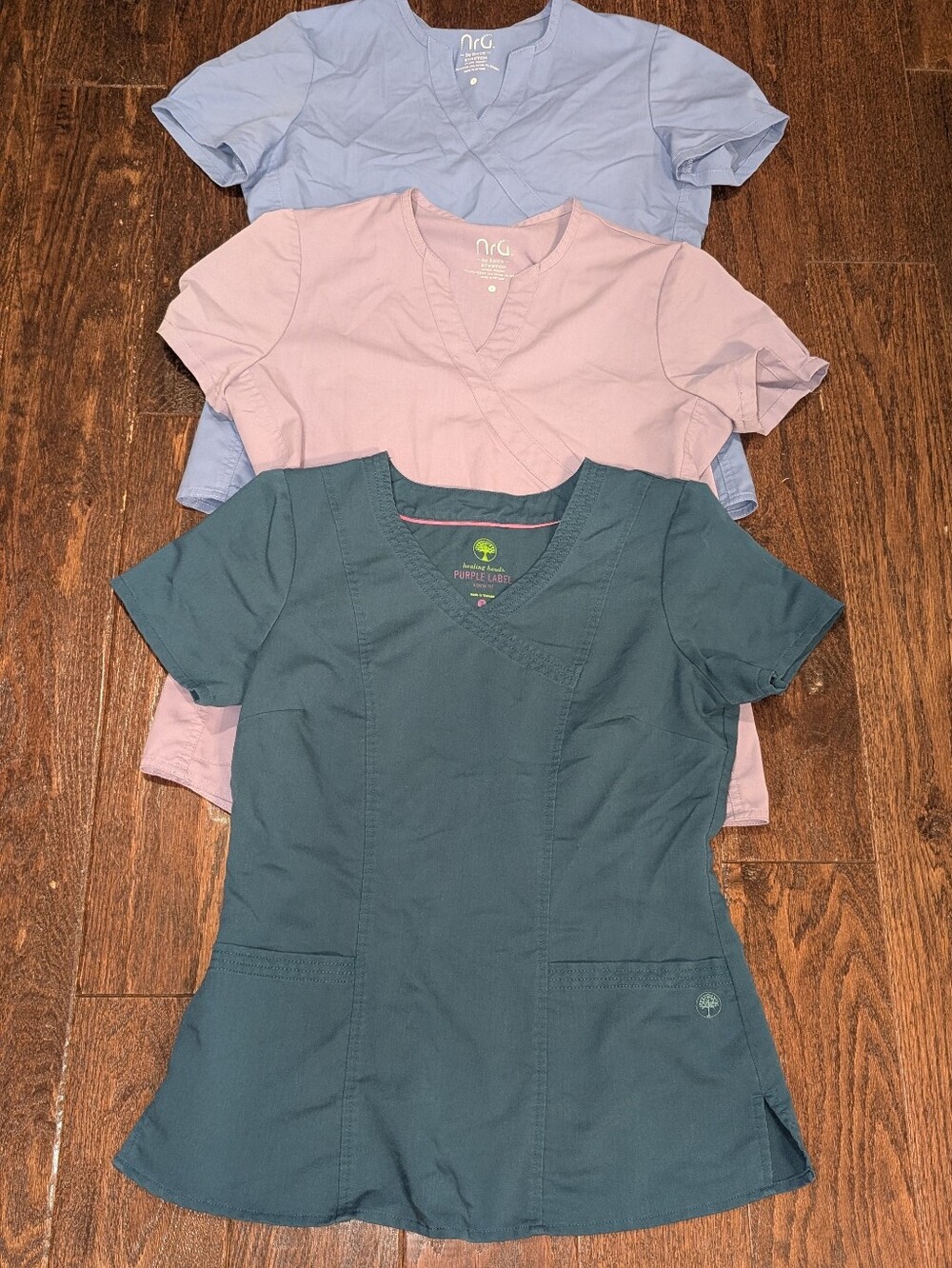 Nrg and Healing Hands Set of 3 Scrub Tops